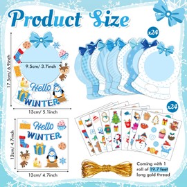Blosssound 24 Pcs Winter Picture Craft Kits with Stickers Christmas Snow Globe Photo Frame Snowman DIY Picture Frame for Winter Party Favors Xmas Gift Decorations School Classroom Home DIY Activities