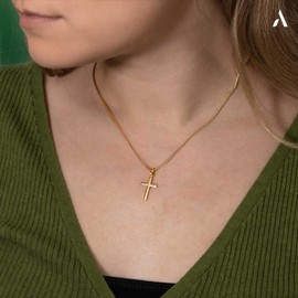Amberta Allure Unisex 9ct Yellow Gold Cross Pendant: Flat Squared Cross Pendant