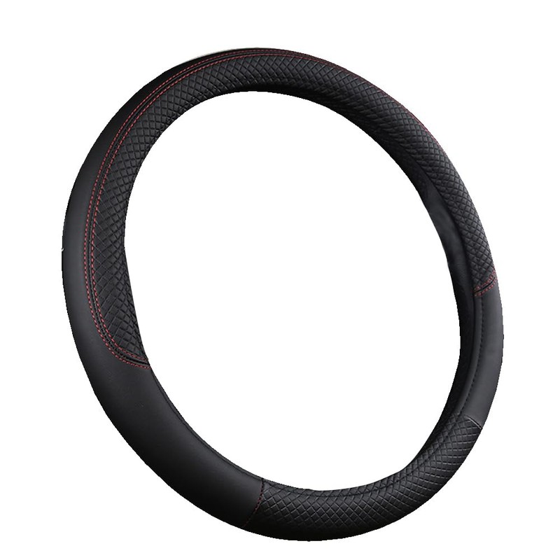 Microfibre leather steering wheel cover Wavy Line Splice X-pattern black