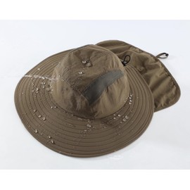 Magracy Mens UPF 50+ Sun Hat with Neck Protection Wide Brim Mesh Safari Hat Hiking Fishing Hat Foldable Women Olive Brown