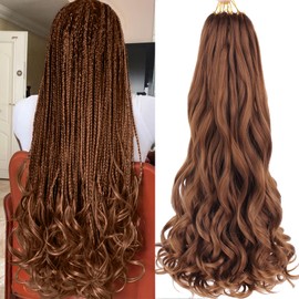 Xtrend 8 Packs French Curly Braiding Hair 30 Inch Pre Stretched Loose Curly Synthetic Hair Extensions For Women For Boho Box Braids Bouncy French Loose Wavy Crochet Braids Hair （30 Inch,30#）