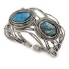 Avalaya Vintage Inspired Blue Semiprecious Stone Wire Cuff Bracelet/Bangle -