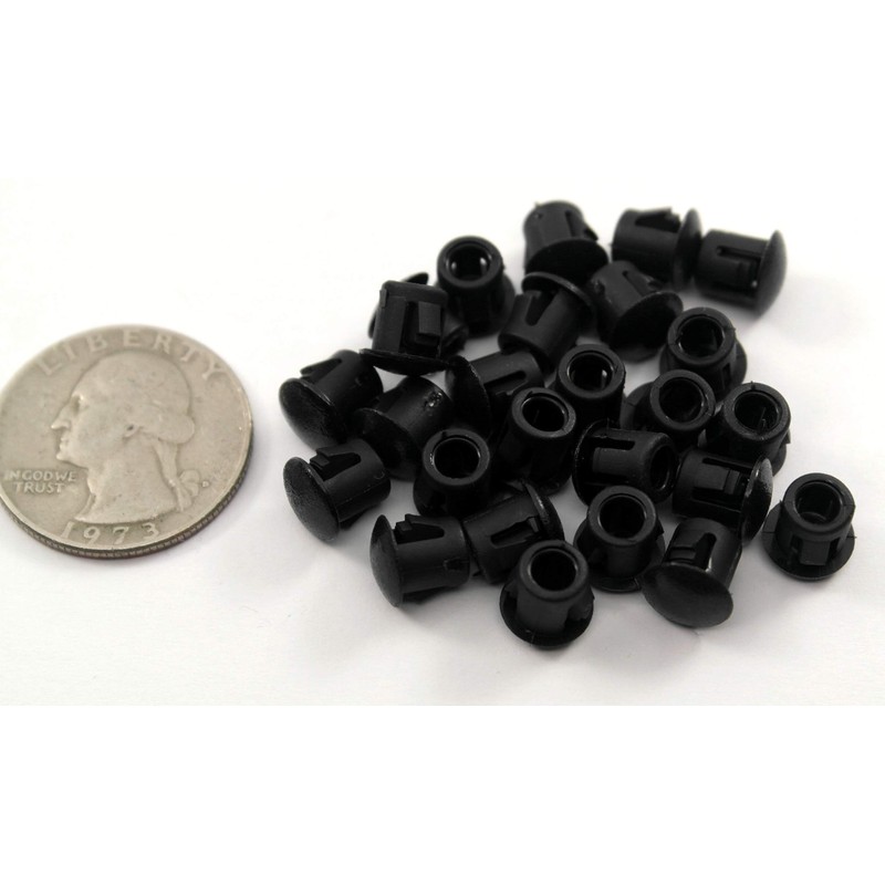 Black Nylon Hole Plugs Fits 1/4" Opening - Domed Textured
