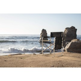 Sports Chair with Side Table - Beach Chair - Camp Chair for Adults, (Black)