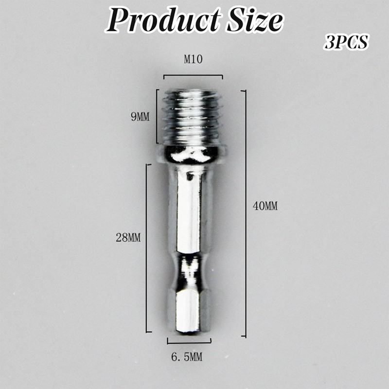 3PCS Hexagonal Drill Adapter M14 Adapter 1/4 inch hexagon for