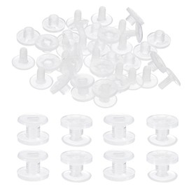 PATIKIL 10mm Chicago Screws, 20 Sets Plastic Chicago Screw Binding Post Screw Rivets Post for Leather Belt Scrapbook Photo Albums, Clear