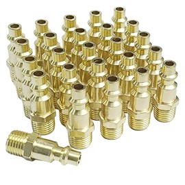 TL TOOLEGIN Air Hose Fittings 1/4" MNPT Industrial Air Plugs for Air Compressors 25pcs Brass Air Compressor Fittings Kit Quick Connect Air Fittings