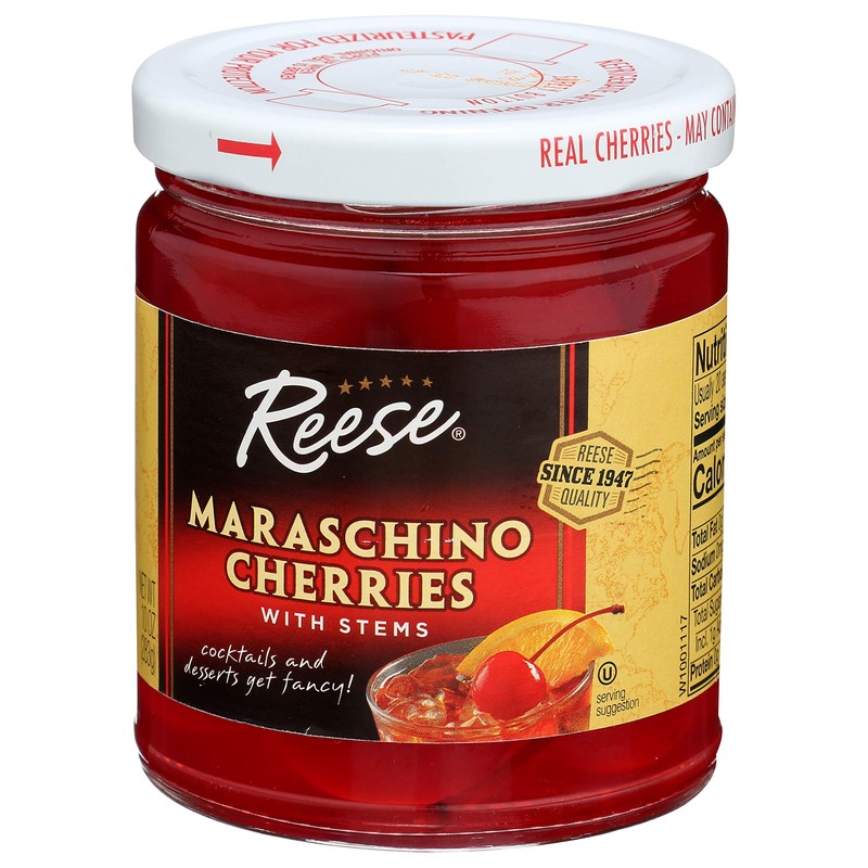 Reese Red Maraschino Cherries with Stems 10oz (Pack of 1)