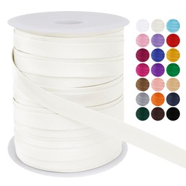 LEREATI Satin Bias Tape Double Fold 3/5 Inch x 55 Yards, Bias Tape for Sewing, Polyester Quilt Binding Tape, Piping Trim Fabric Tape for Hemming, Seaming, DIY Crafts (Off-white)
