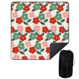 Bigood 59.1 x 78.7 inches (150 x 200 cm), Japanese Style Leisure Sheet, Washable, Picnic Mat, Compact Mat, Waterproof, Foldable, Easy Storage, Convenient to Carry, Floral A
