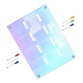 Operitacx Magnetic Dry Erase Board for Fridge Reusable Weekly Planner with Markers Design for Easy Writing for Family Meal Planning and Chore Lists