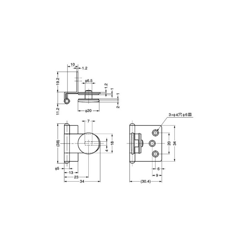 LAMP Glass Door Hinge Round Overlying Wood - Glass, Hinge