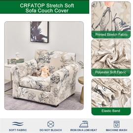 CRFATOP 2 Piece Floral Soft Chair Covers for Dogs Stretch Armchair Cover Slipcovers for 1 Seater Chair Slip Cover Washable Sofa Furniture Covers with 1 Individual Cushion Covers,(Small,34)