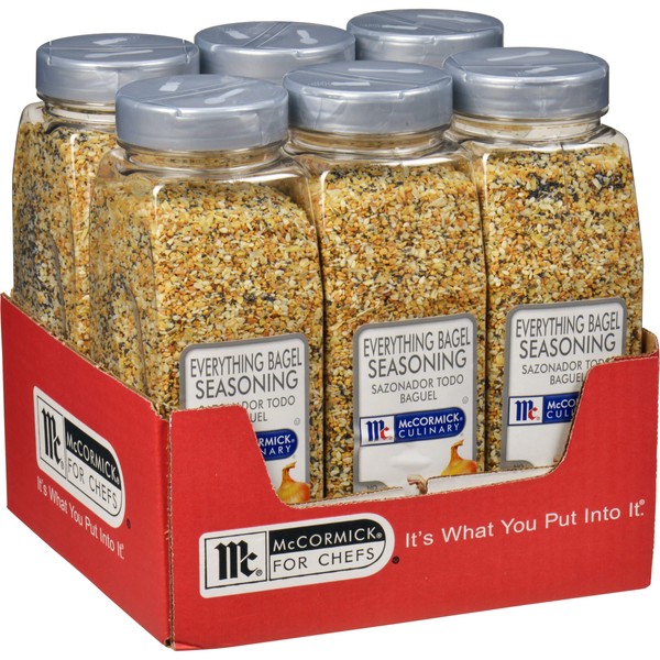 McCormick Culinary Everything Bagel Seasoning, 21 oz (Pack of 6) - Six 21 Ounce Containers of Everything Bagel Seasoning Blend of Poppy Seed, Sesame Seed, Garlic, Onion and Salt