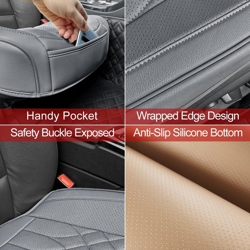 1-Pack Leather Front Car Seat Covers - Bottom Car Seat