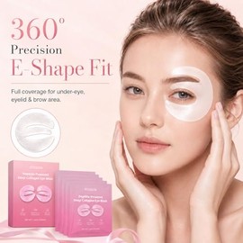 Collagen Eye Mask, 360° Under Eye Patches with Caffeine & Niacinamide for Dark Circles, Puffiness & Fine Lines, Korean Skin Care, 10 Sheets 5 Pairs