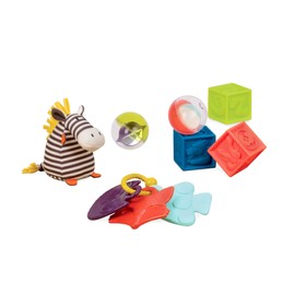 B. toys - Sensory Baby Play Set - Building Blocks, Balls, Teethers, Plush Zebra - Toys for Newborns, Babies - Wee B. Ready