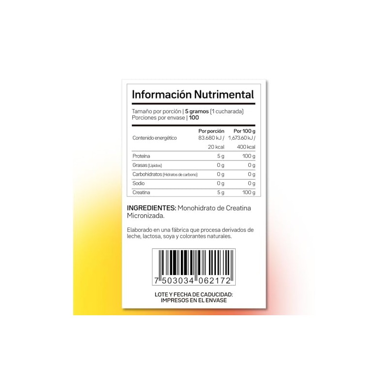 Primetech Nutrition Creatina Monohidratada Micronizada Polvo 500 100 Porciones Mayor