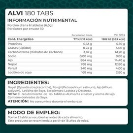 PRONAT | ALVI, Suplemento Alimenticio con Nopal, Perejil, Ajo y Lecitina de Soya, 180 tabletas de 1000 mg