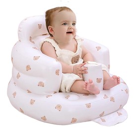 GDXIEDING Baby Inflatable Seat for Babies 3-36 Months, Inflatable Baby Chair, Baby Floor Seats for Sitting Up, Baby Support Seat, Built in Air Pump Baby Shower Chair Floor Seater (Bear)