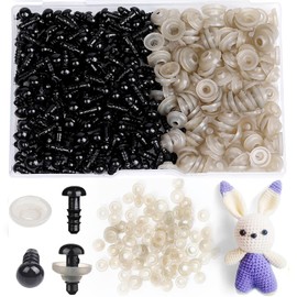L-LWEIK 320Pcs 6mm Safety Eyes for Amigurumi Black Craft Doll Eyes for Crochet Animals with Washers, Stuffed Animal Eyes for Plush Dolls Bear Doll Making Supplies