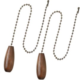 2PCS Ceiling Fan Pull Chain, 13 Inch Pull Chain Light Fixture Wooden Lamp Pull Chain Fan Chain Connector for Ceiling Light Lamp Fan (Brown)
