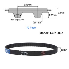 sourcing map 2pcs 140XL 037 Timing Belt 70 Teeth Rubber Geared Cogged Belt, 0.37" Width, 0.20" Pitch Mechanical Replacement Belts