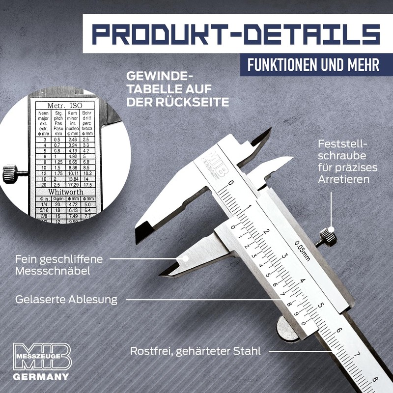 MIB Small Vernier Caliper with Locking Screw DIN 862 100