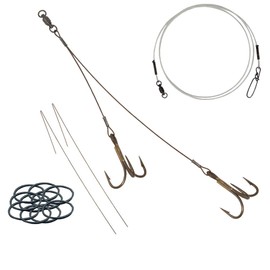 Tooth Shield Tackle Musky Quick Strike Sucker Rig 175 lb. Muskie Pike Sucker Harness Musky Bait Lures Terminal Tackle (Bronze Hooks)