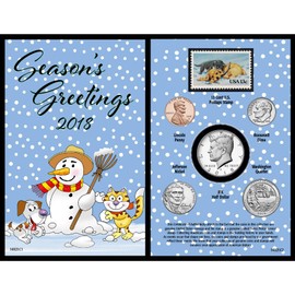 2018 Snowman Greeting Coin and Stamp Card