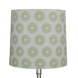 FenchelShades.com Lampshade 12" Top Diameter x 13" Bottom Diameter x 12" Slant Height with Washer (Spider) Attachment for Lamps with a Harp (Green Circle Pattern)