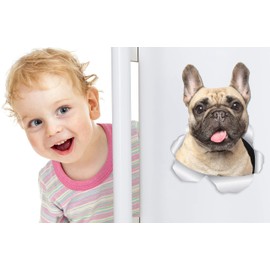 Winston & Bear Loveable French Bulldog Dog Wall Decals - 2 Pack - Frenchie Dog Toilet Sticker – 3D Dog Car Window and Bumper Sticker - Retail Packaged French Bulldog Gifts