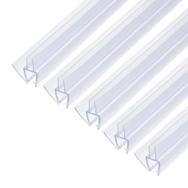 uxcell Shower Door Bottom Seal, Shower Door Sweep for 1/4" Thick Glass 78.5" Long (15.7" x 5 Pcs), 5 Section Segmented Frameless Glass Door Seal Strip with Double Drip, Clear