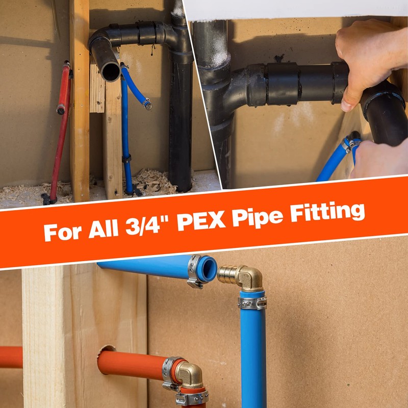 100 Pack 3/4 Inch PEX Cinch Clamps, Stainless Steel Single