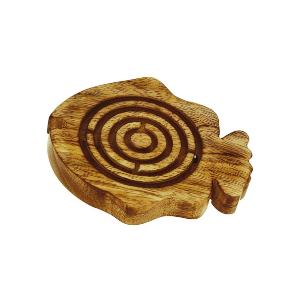 NKlaus Mango Wood Fish Labyrinth Game, 12.5 x 10.5 x