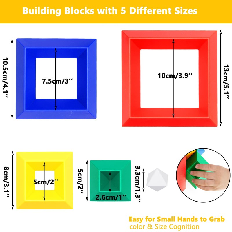 Yeelua Stacking Toys, 30Pcs Pyramid Building Blocks, Learning Activities Puzzle