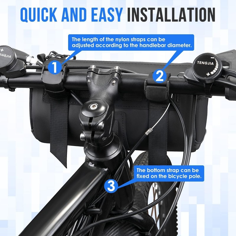 Bike Handlebar Bag, 2L Waterproof Bicycle Front Bag Dry Roll