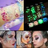 Fluorescent Glitter, 12 Colours Glitter Face Fluorescent Sequin Luminous Fluorescent