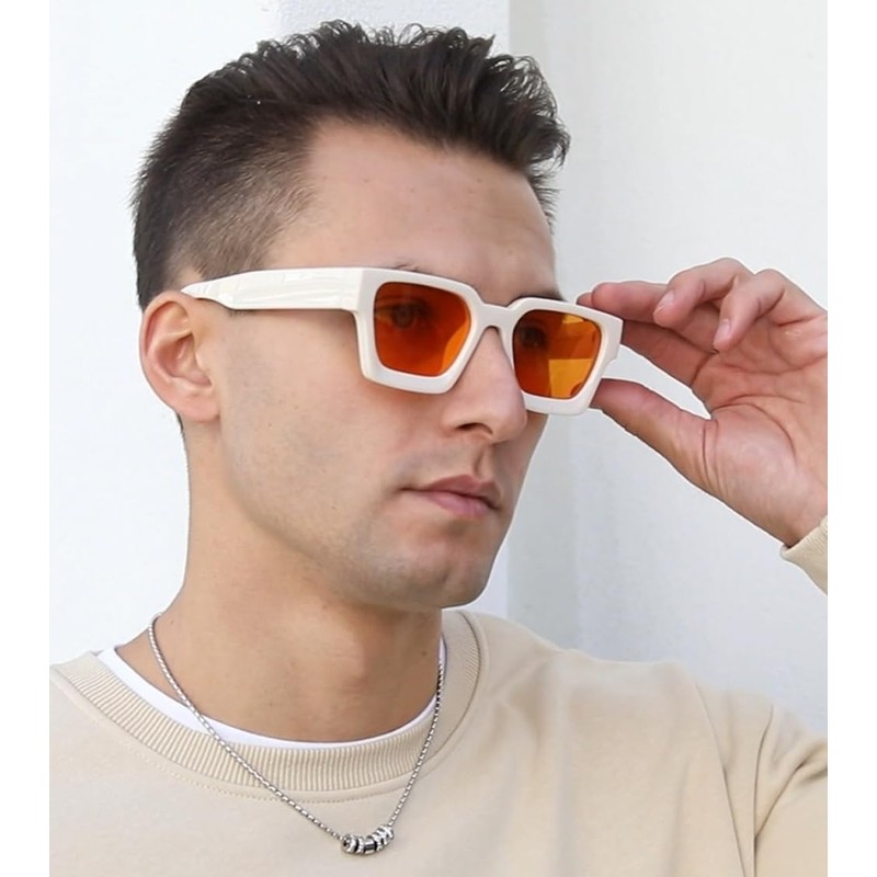 SHEEN KELLY Retro Thick Rectangular Chunky Sunglasses for Women Men