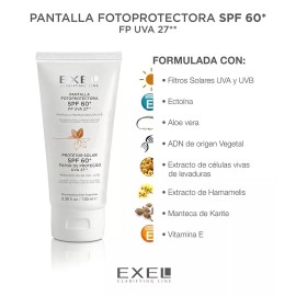 Exel Protector Bloqueador solar facial Sun Color control de brillo Fps 60 EXEL 100ml Skin Care Pantalla Solar
