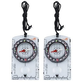 AceCamp 2 x Compass Outdoor Premium Portable Map Compass with Function, Navigation Tools for Camping, Hiking, Transparent, Twin Pack 3128