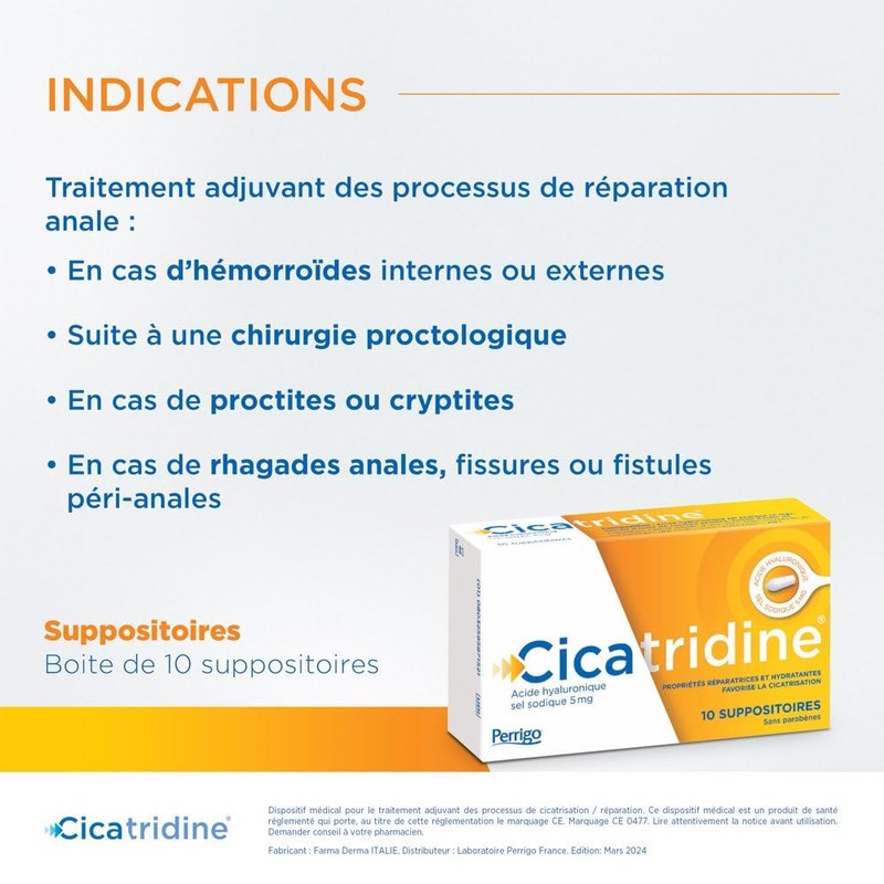 HRA Pharma HRA Pharma Cicatridine Hyaluronic Acid 10 Suppositories