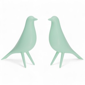 Mini Mid Century Modern Style Minimalist Bird Pair Decor Family Retro Vintage Figures 1960s 50s MCM Midmod Set of 2 Office Home Living Gift (Mint)