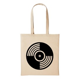 huuraa Jute Bag Vinyl DJ Music CD Plate Music Gift Idea for Men and Women Bag Cotton for Friends and Family, beige