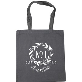 Hippowarehouse Number One Auntie Floral Wreath Tote Shopping Gym Beach Bag 42cm x38cm, 10 litres