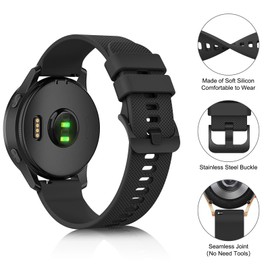 4 Pack Bands for Garmin Vivoactive 6/5/3 Watch Band, Venu / Venu Sq / Venu Sq Music / Venu Sq 2 / Venu 2 Plus Watch Band, Soft Silicone Replacement Strap for Garmin Forerunner 55/158/645/245 Music SmartWatch (Black+Navy Blue+Gray+Blue Gray)