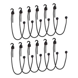 HOOK & CORD - NEW SIQCN14 (5/16") Adjustable Bungee Cord Tie Down, Tarp, Sunshade, Banner, Decking Furniture & Outdoor Blinds (12 Pack - 24" Cords, Black)