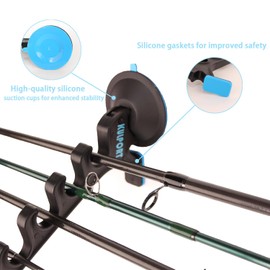 Fishing Rod Holders - 1 Pair Suction Cup fishing Rod Racks for Boats, Cars, Truck, Garage Wall, Storage System for 4 Fishing Poles – Fits Smooth Surfaces