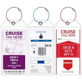 CPCOIN Luggage Tags for Suitcases 3 Pack Cruise Luggage Tags for Carnival, P&O, Costa, NCL & Princess Waterproof Reusable Cruise Ships Essentials Sturdy Clear Cruise Must Haves