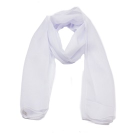 mytoptrendz® - Classy Elegant Plain Chiffon Scarf for Women Soft Silk Feel Lightweight Sheer Neck Wrap Ladies Shawl Scarves For Wedding and Evening Dress (White)